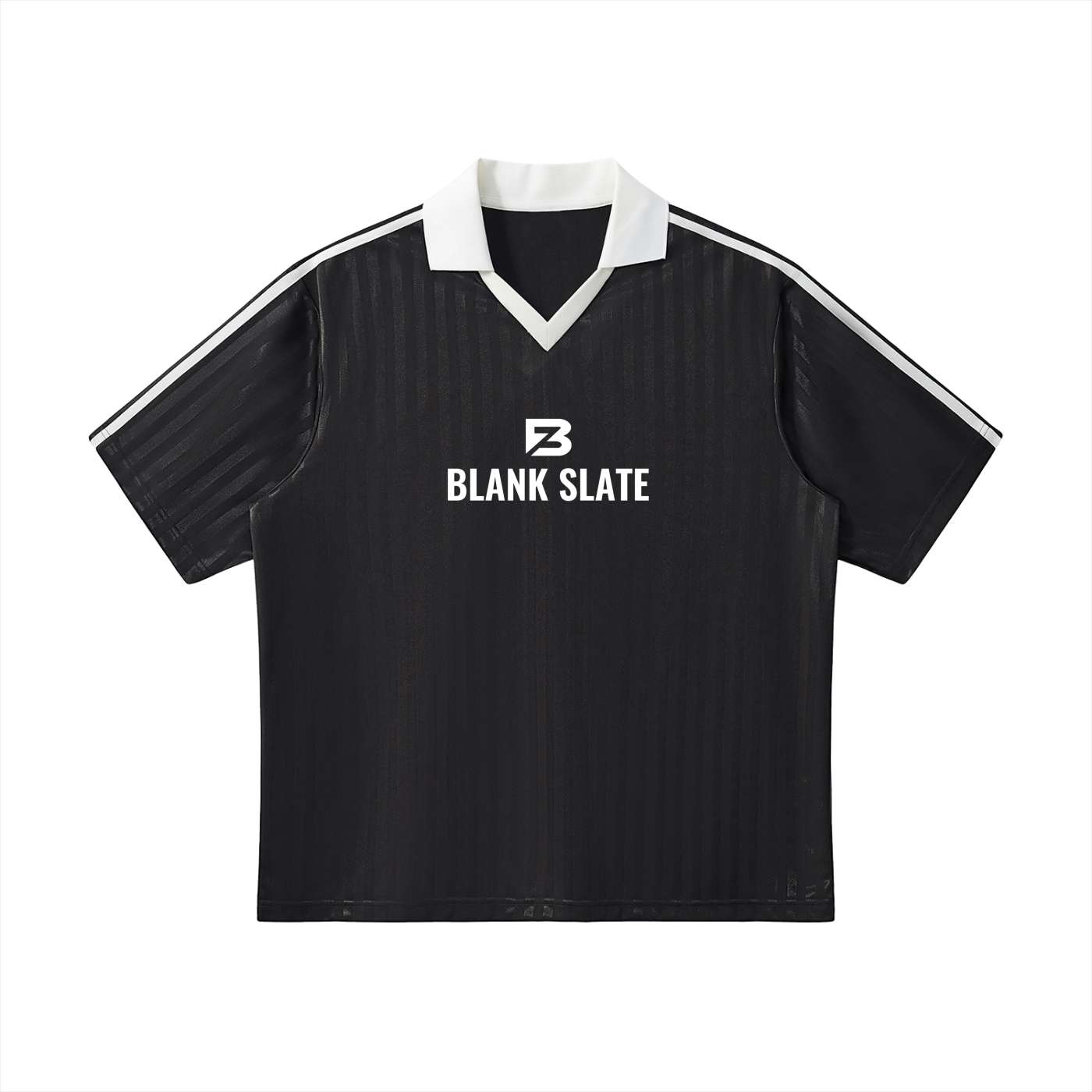 Blank Slate Contrast Collar Striped Soccer Jersey