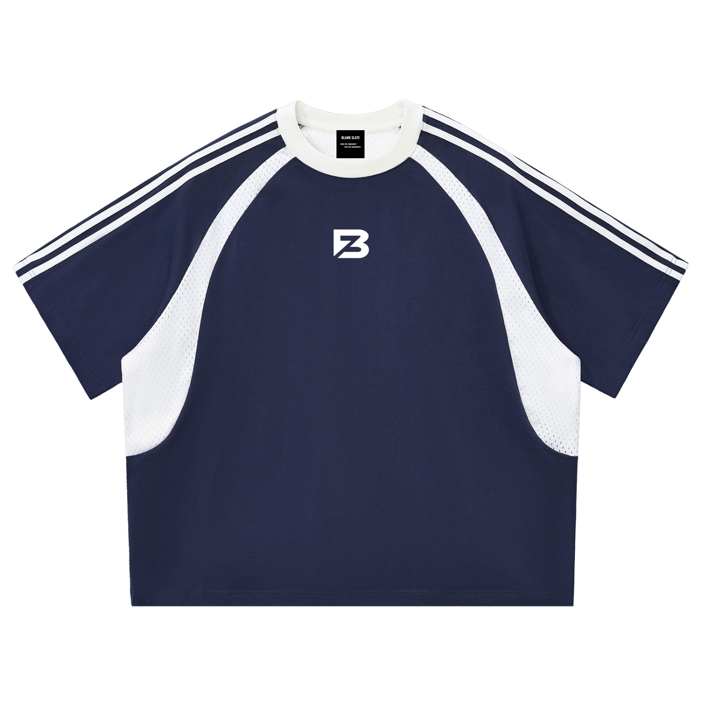 Blank Slate Contrast Stripes Panel Mesh T-shirt