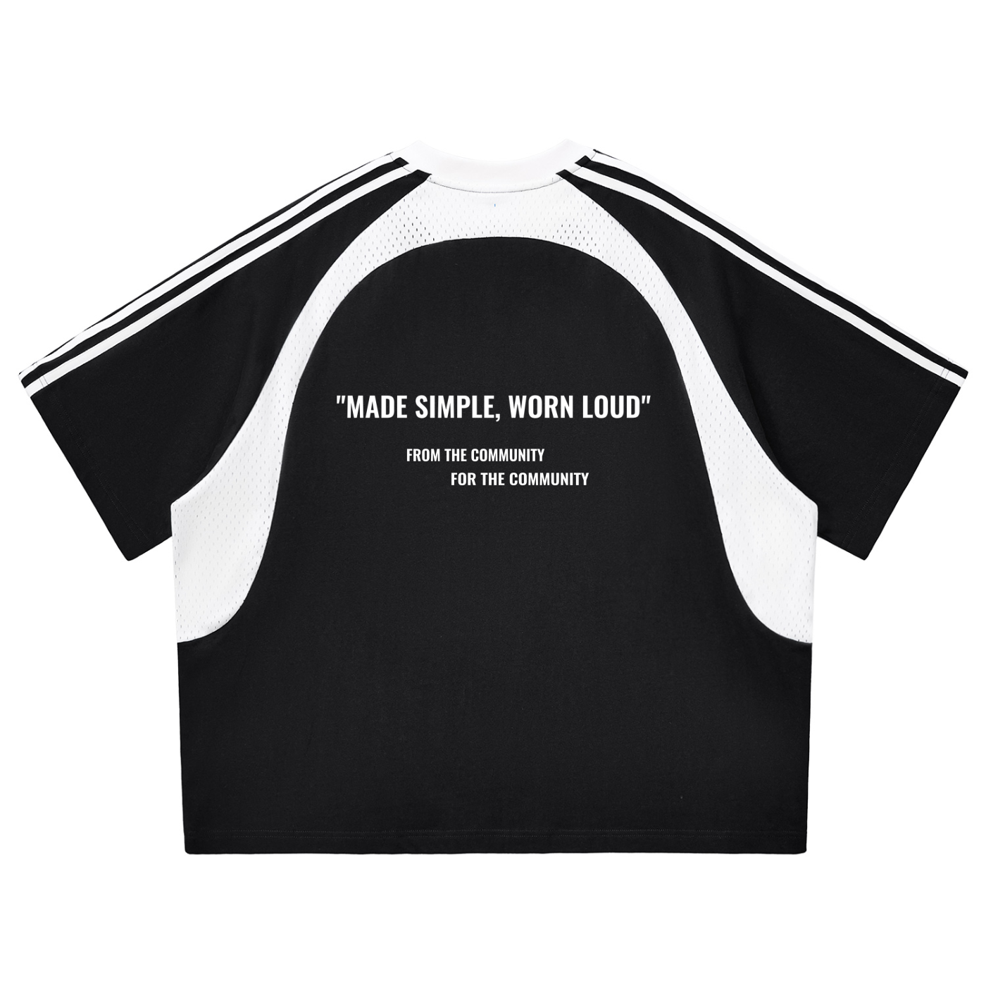 Blank Slate Contrast Stripes Panel Mesh T-shirt