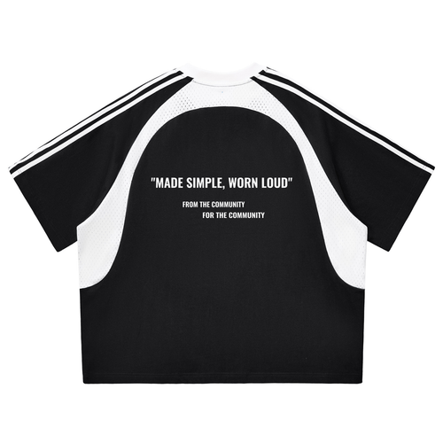Blank Slate Contrast Stripes Panel Mesh T-shirt