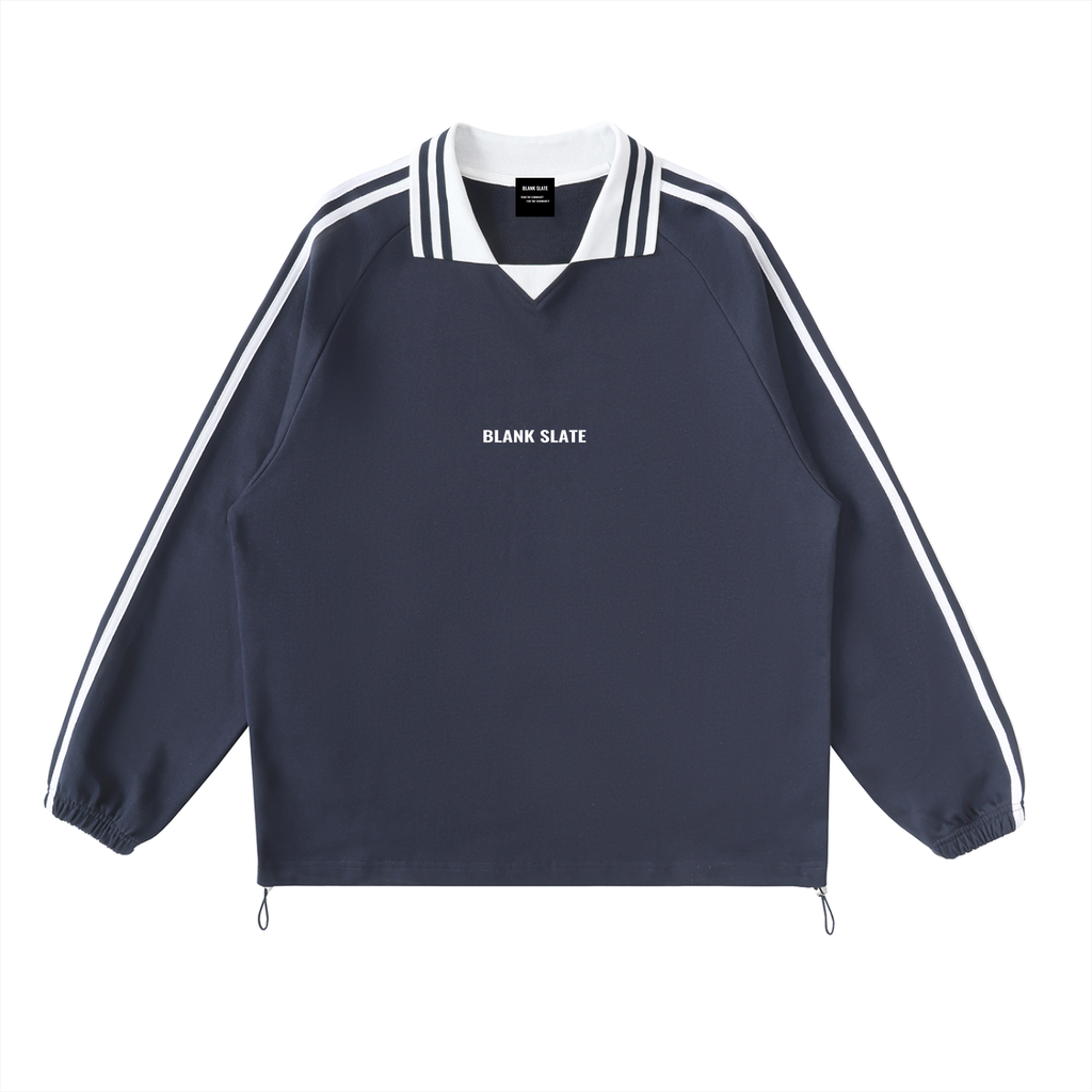 Blank Slate Striped Lapel Collar Sweatshirt