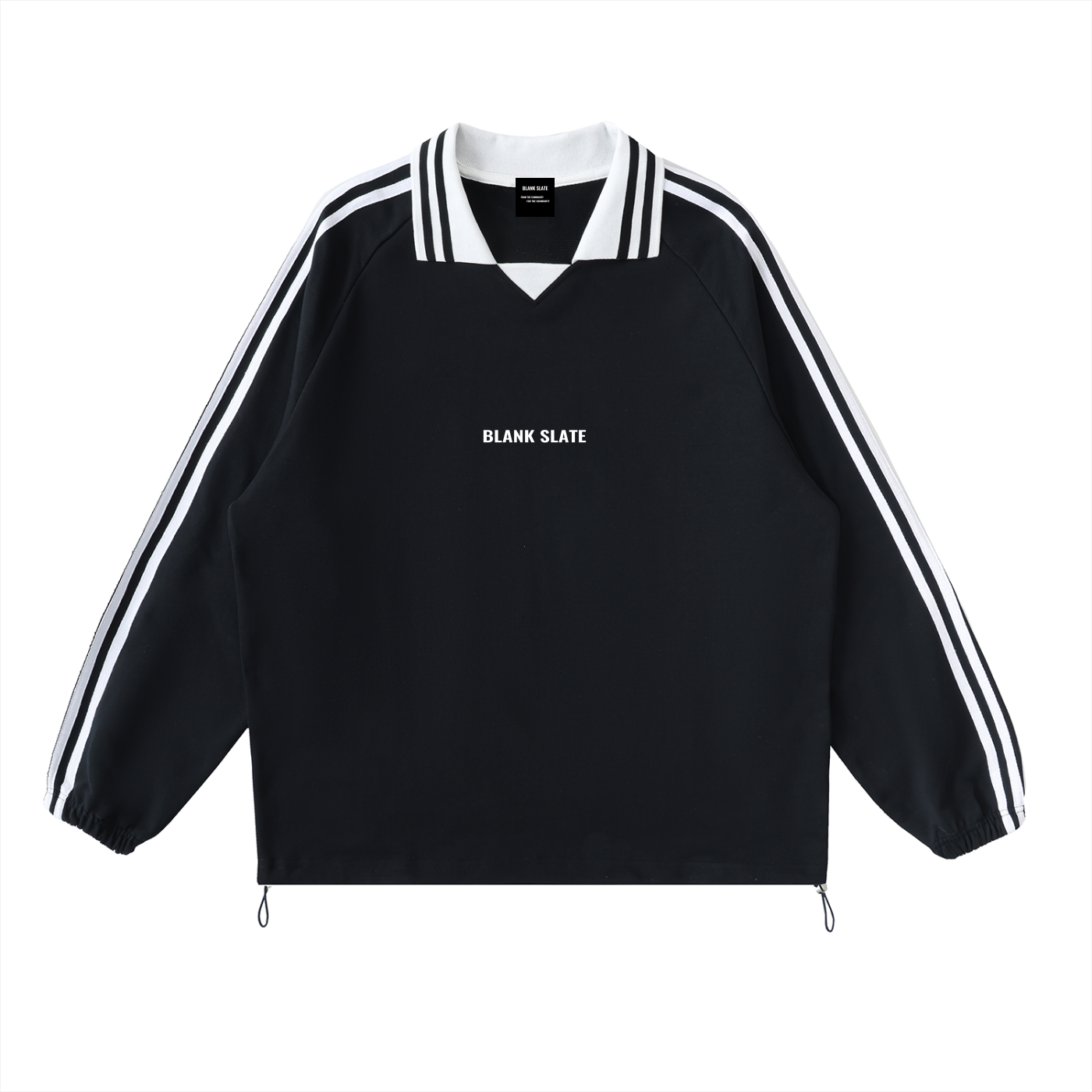 Blank Slate Striped Lapel Collar Sweatshirt