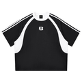 Blank Slate Contrast Stripes Panel Mesh T-shirt