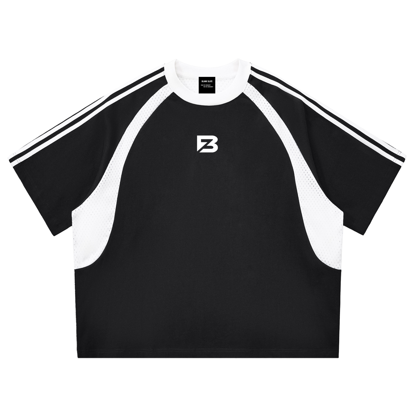 Blank Slate Contrast Stripes Panel Mesh T-shirt