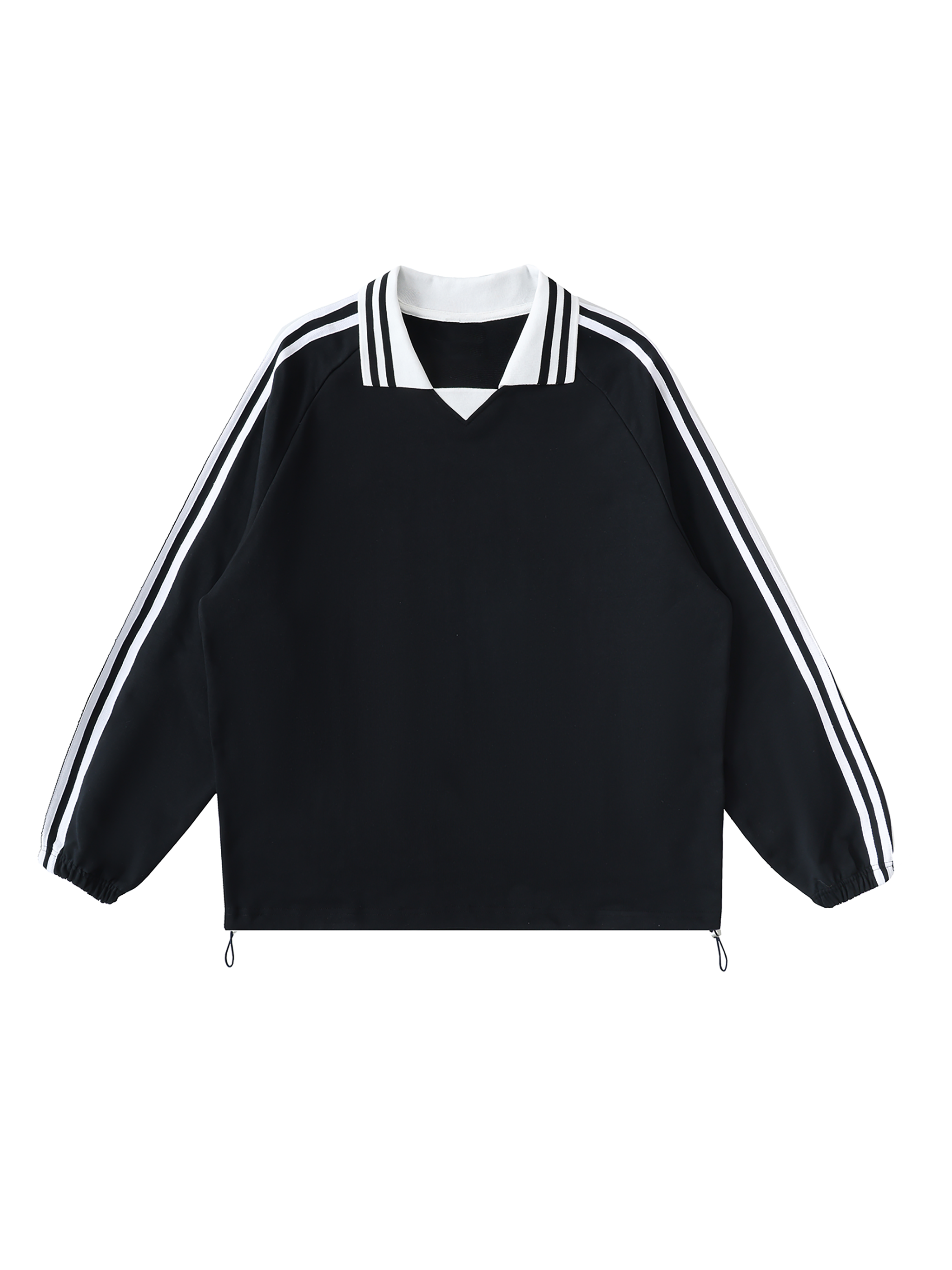 Blank Slate Striped Lapel Collar Sweatshirt