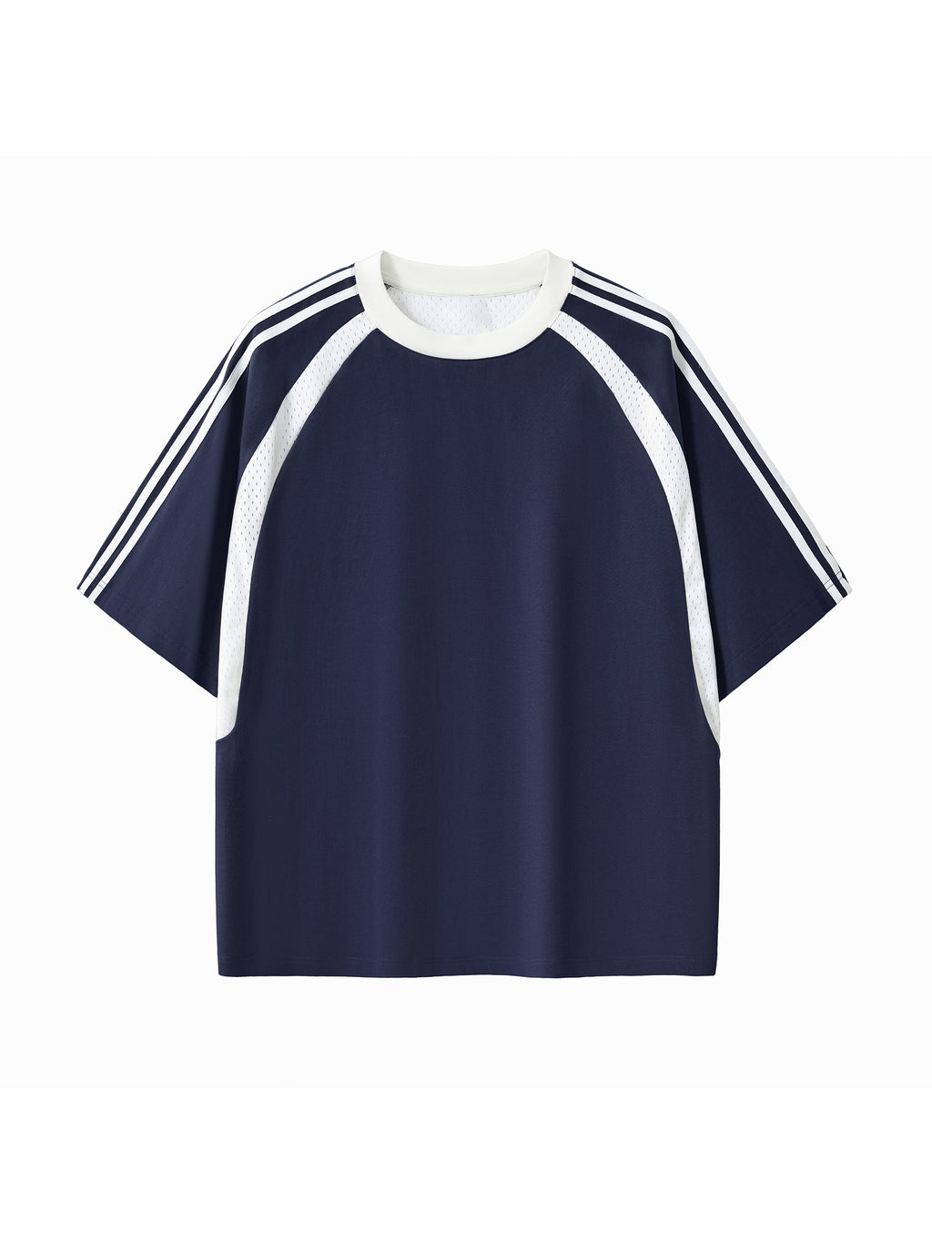 Blank Slate Contrast Stripes Panel Mesh T-shirt