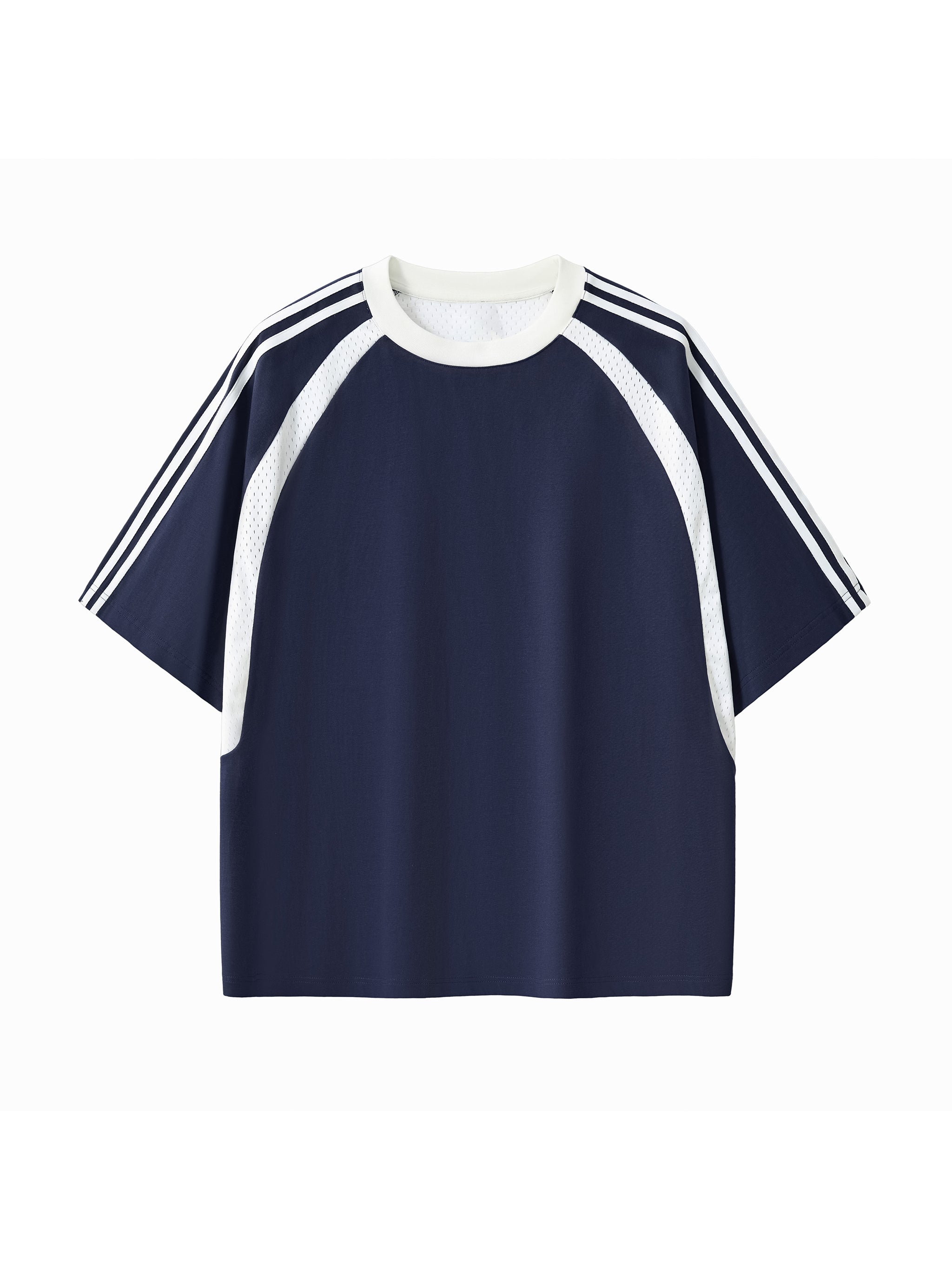 Blank Slate Contrast Stripes Panel Mesh T-shirt