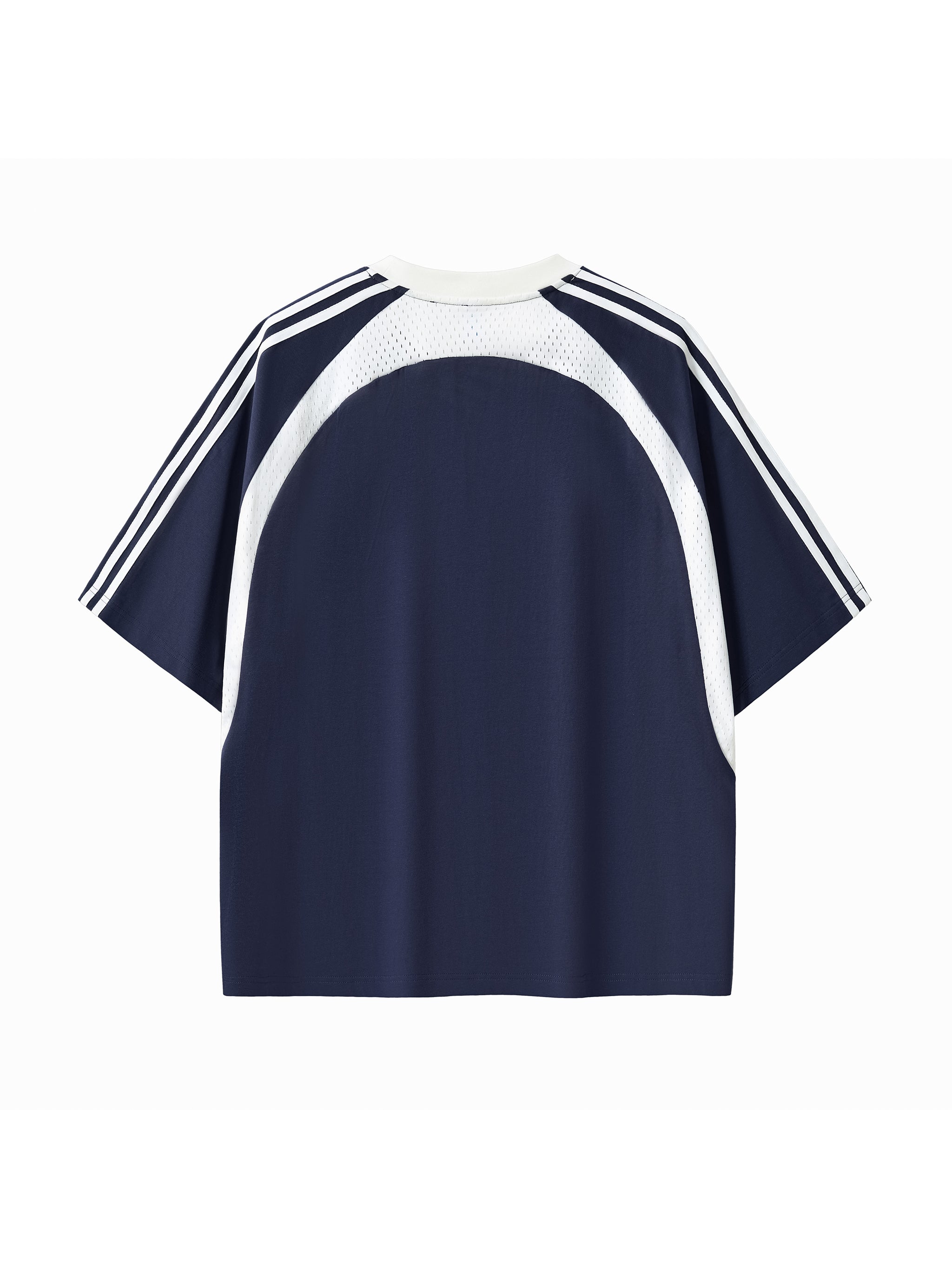 Blank Slate Contrast Stripes Panel Mesh T-shirt