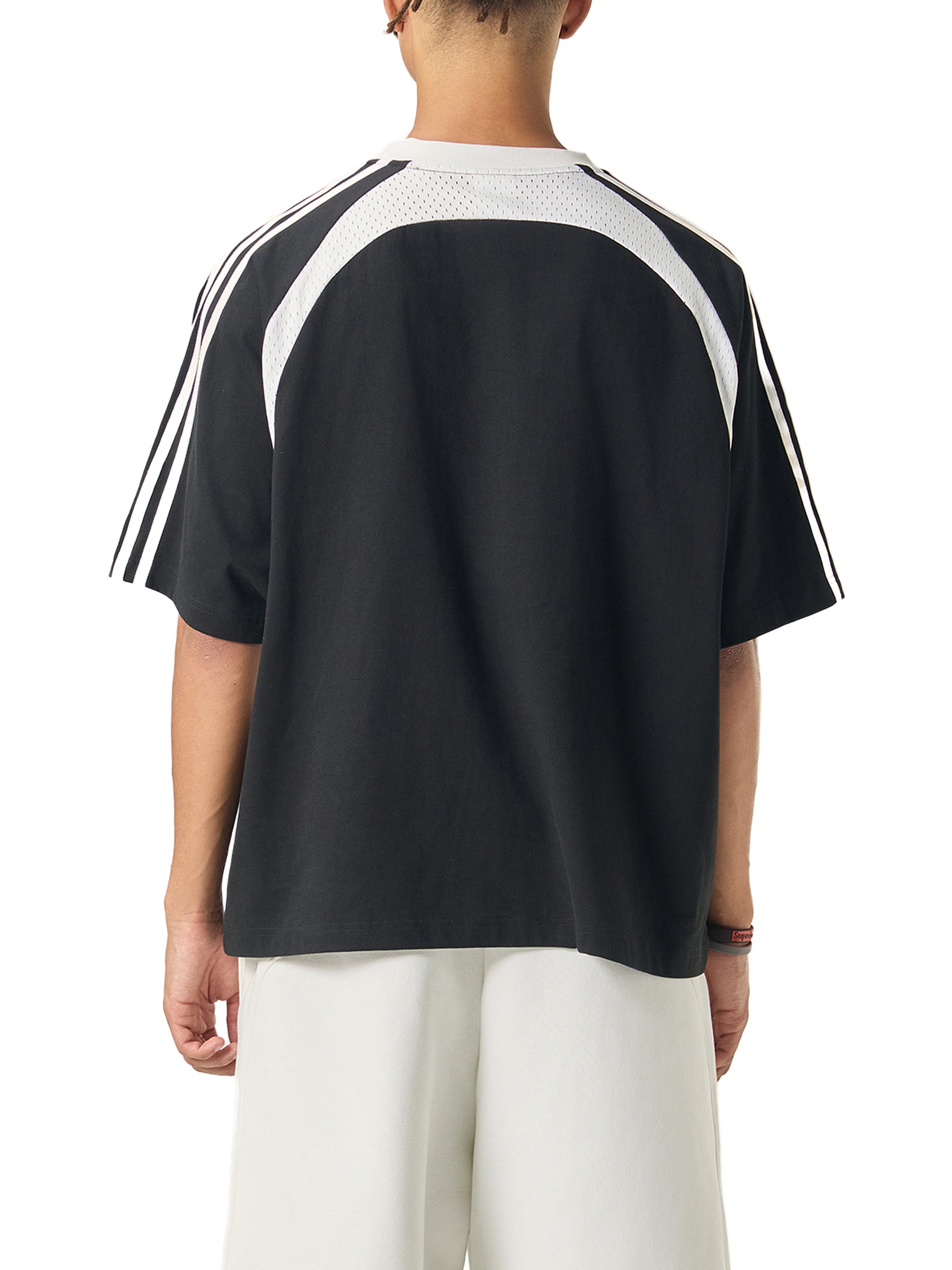 Blank Slate Contrast Stripes Panel Mesh T-shirt